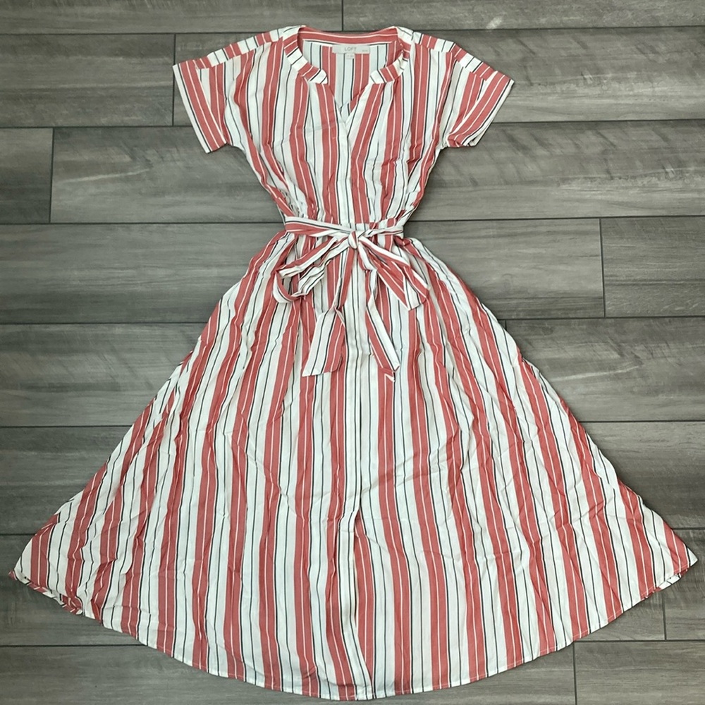 *NWOT* LOFT Striped Pocket Maxi Shirtdress